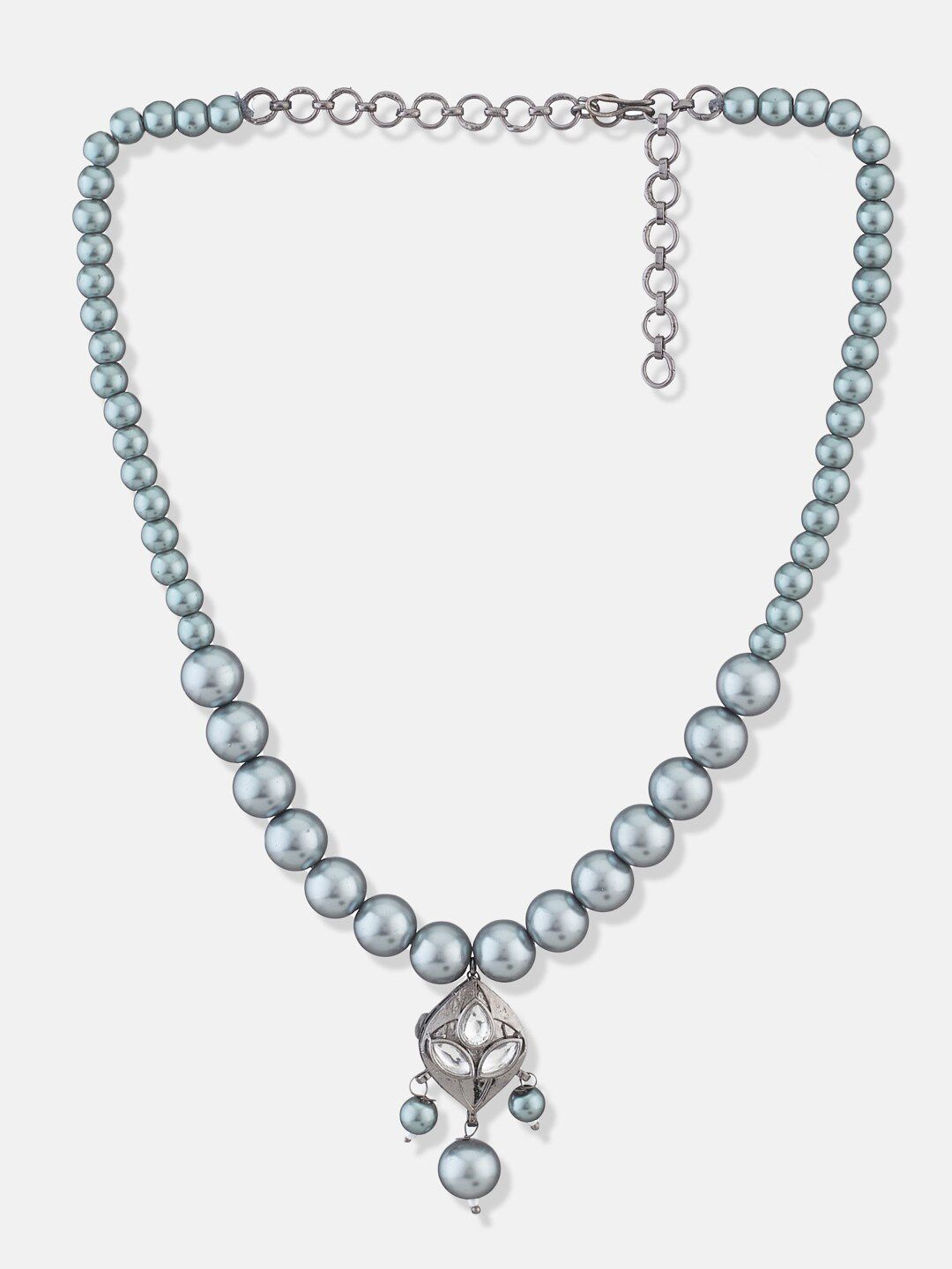 ATIBELLE Silver-Plated Kundan Necklace