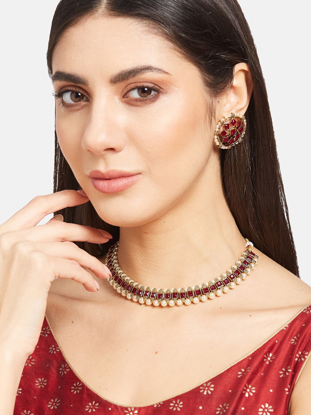 ATIBELLE Gold Plated Kundan Studded Jewellery Set