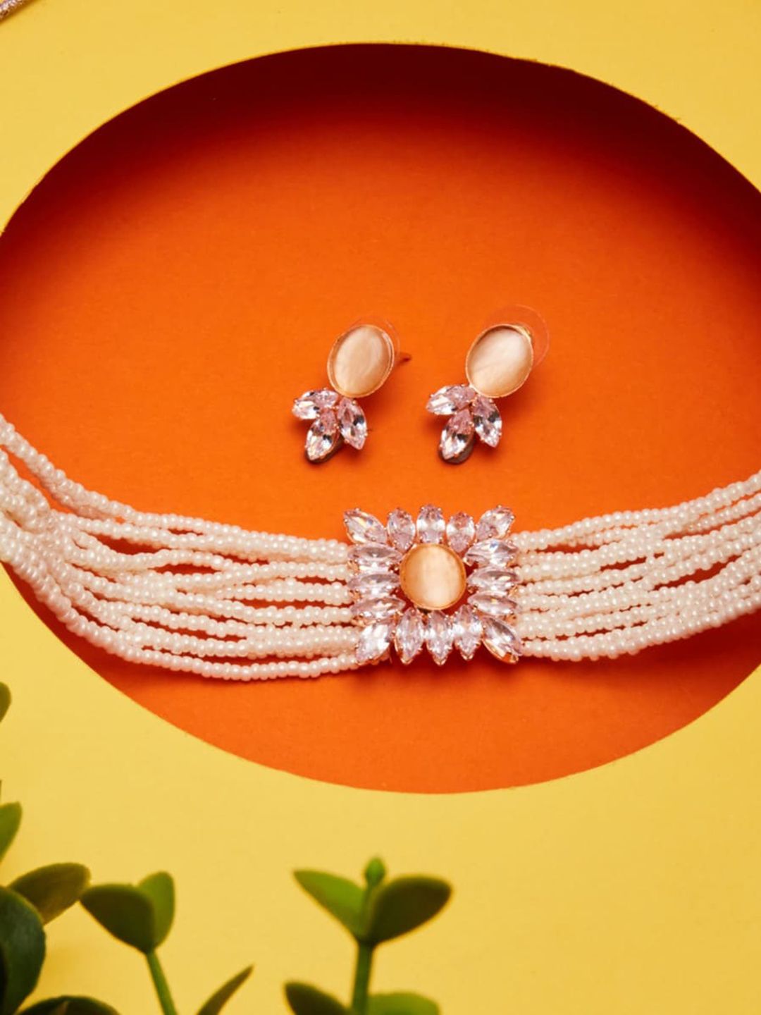 ATIBELLE Rose Gold Plated & Cubic Zirconia Studded Jewellery Set