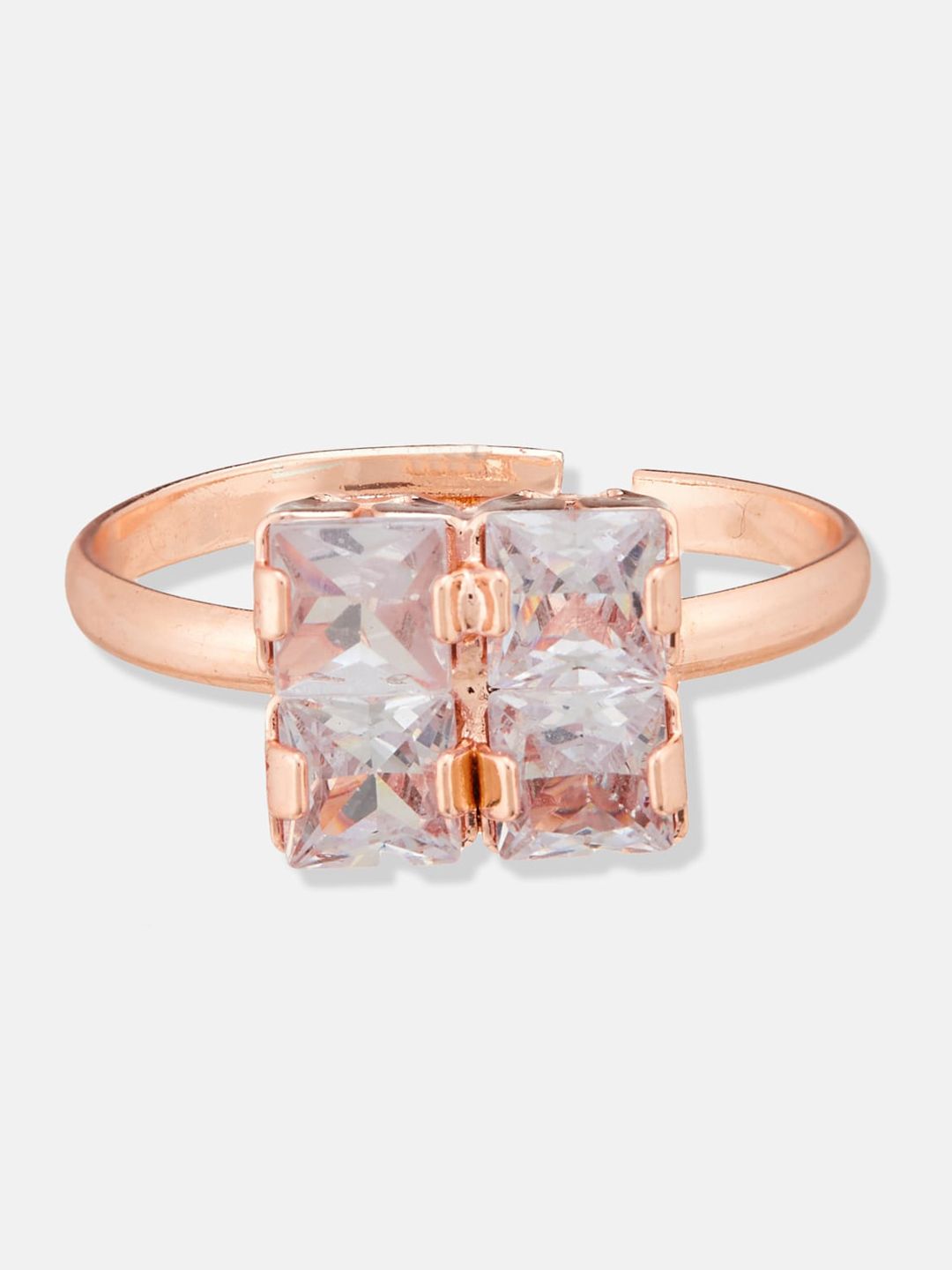 ATIBELLE Rose Gold Plated Cubic Zirconia Studded Jewellery Set