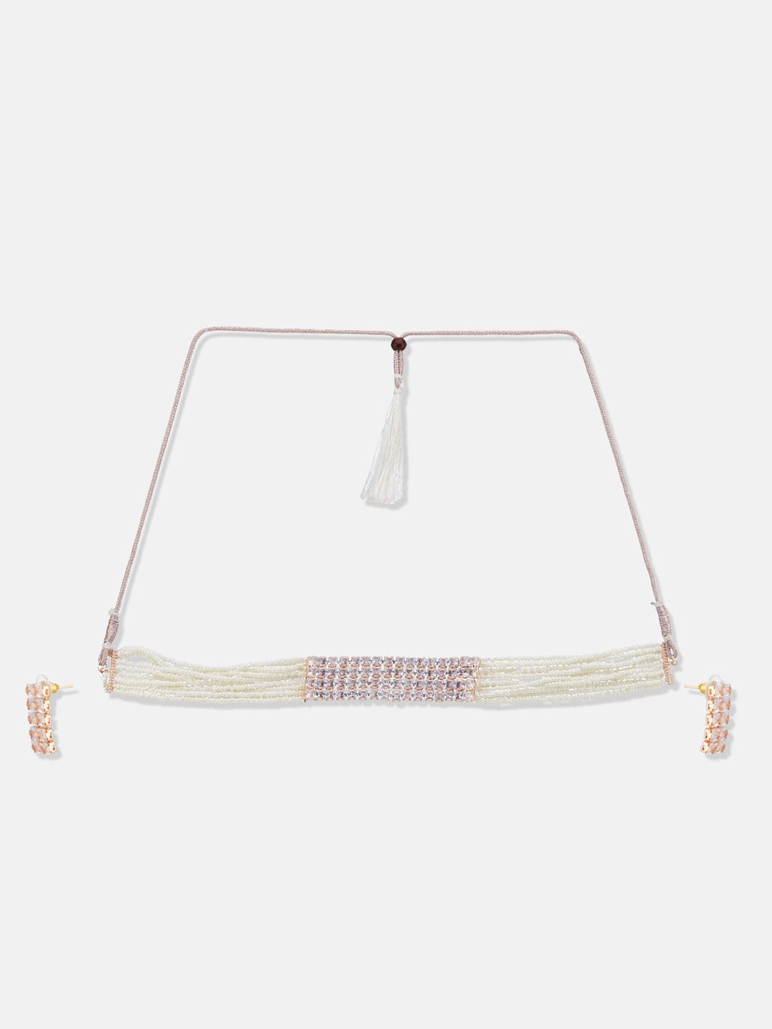 ATIBELLE Rose Gold Plated Cubic Zirconia Studded Jewellery Set
