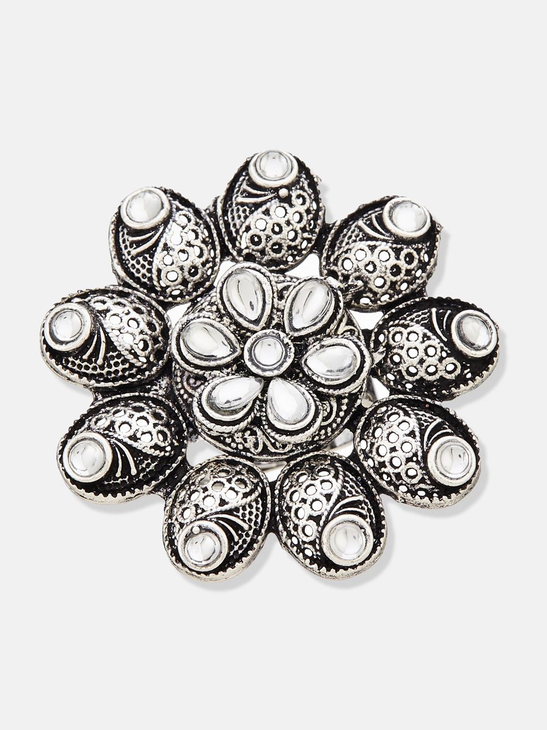 ATIBELLE Silver-Plated Stones-Studded Finger Ring
