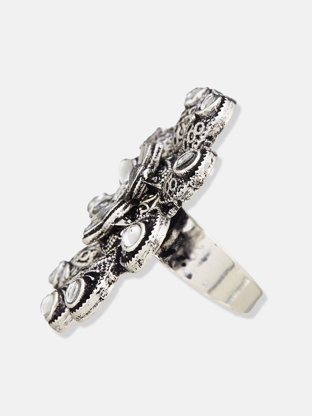 ATIBELLE Silver-Plated Stones-Studded Finger Ring
