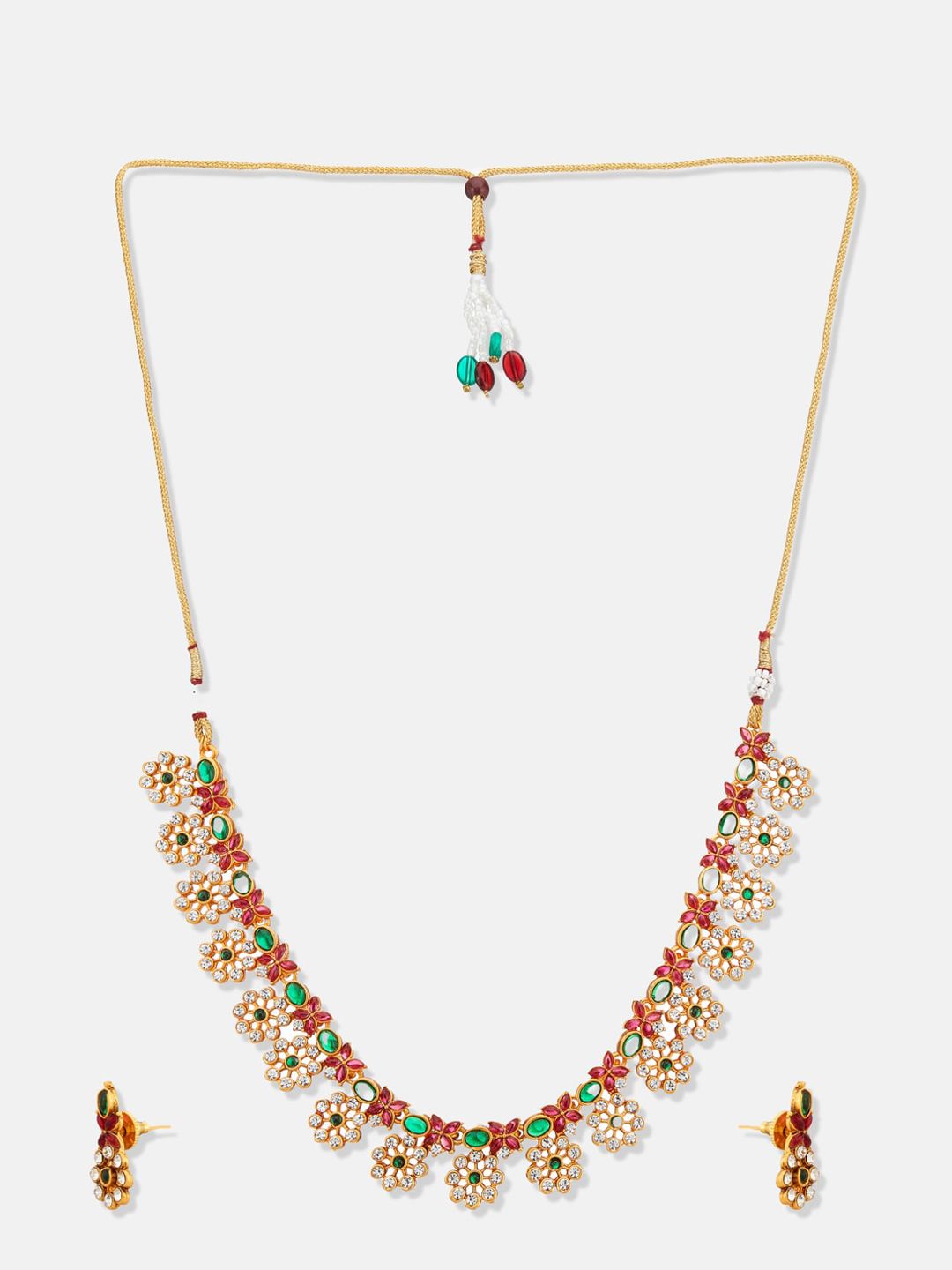 ATIBELLE Gold-Plated Stones-Studded Jewellery Set