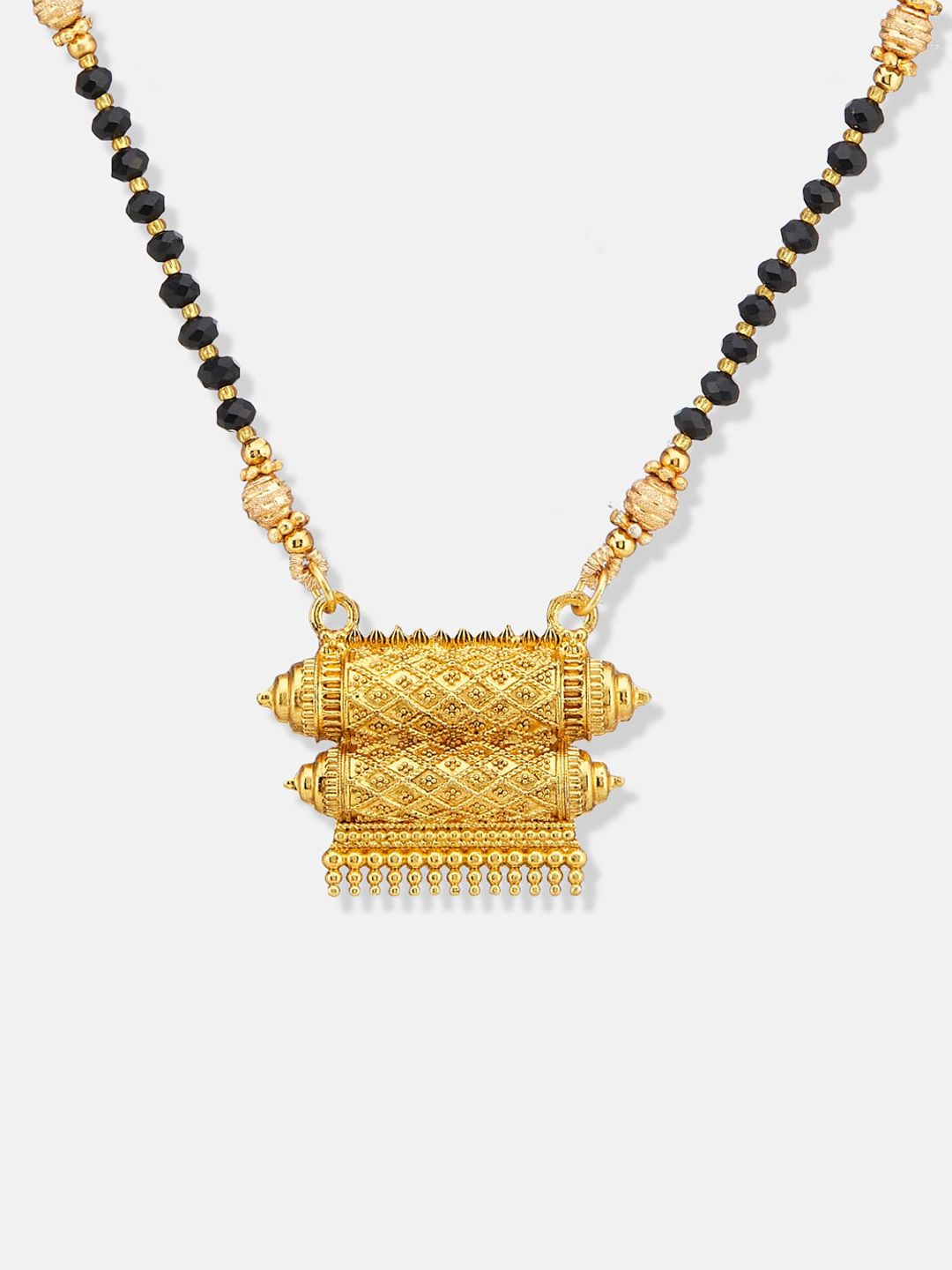 ATIBELLE Gold-Plated Stones Studded and Beaded Mangalsutra