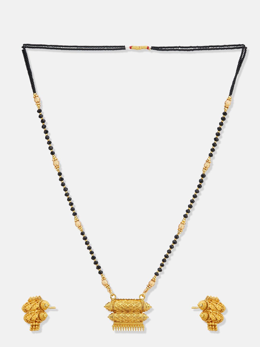 ATIBELLE Gold-Plated Stones Studded and Beaded Mangalsutra