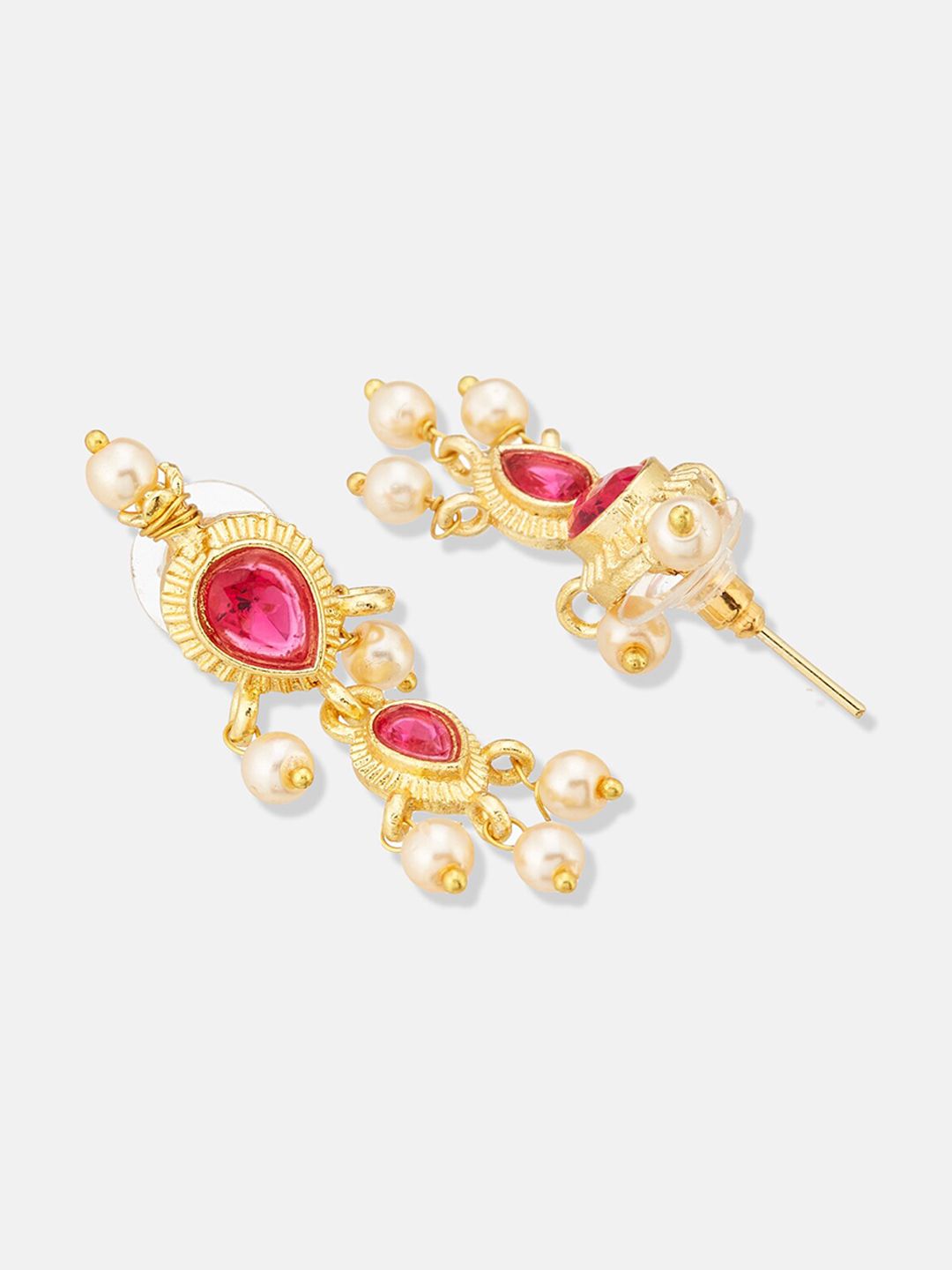 ATIBELLE Gold-Plated Stones Studded and Beaded Floral Shaped Mangalsutra