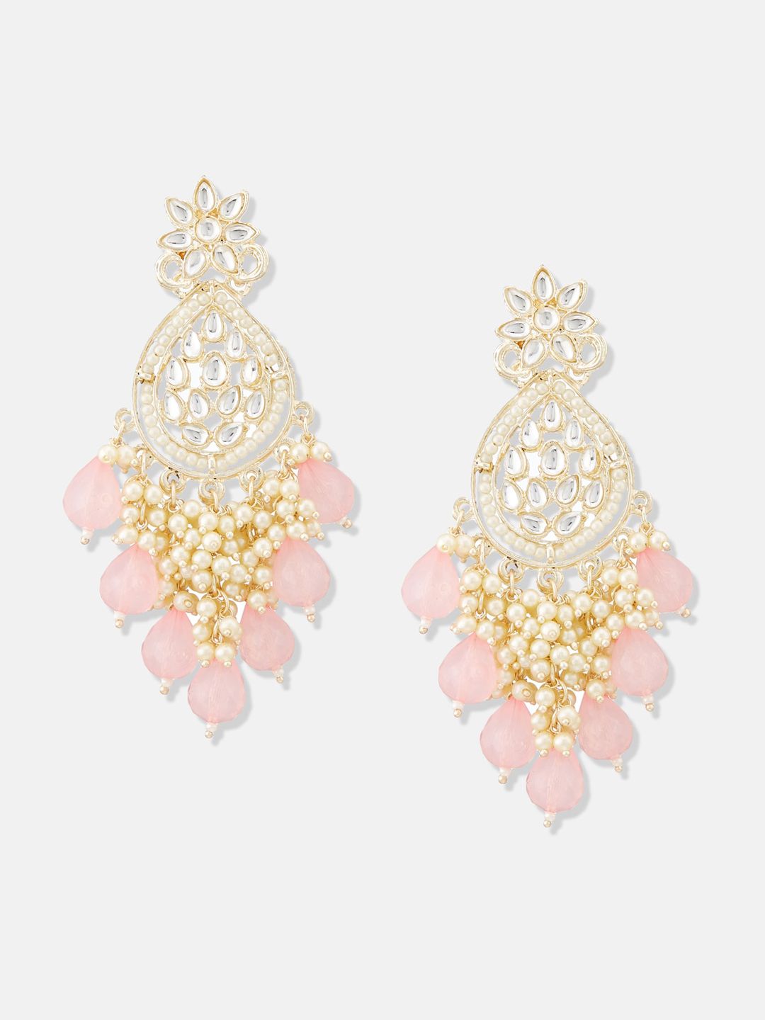 ATIBELLE Gold-Plated Kundan Studded Beaded Classic Chandbalis