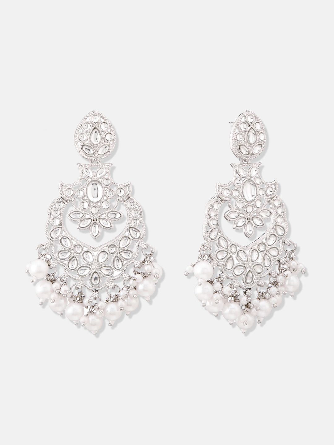 ATIBELLE Gold-Plated Kundan Studded Beaded Classic Chandbalis