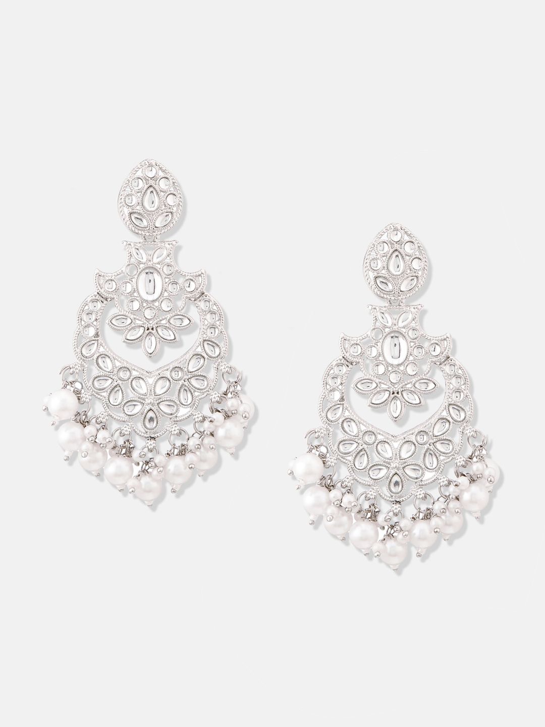 ATIBELLE Gold-Plated Kundan Studded Beaded Classic Chandbalis