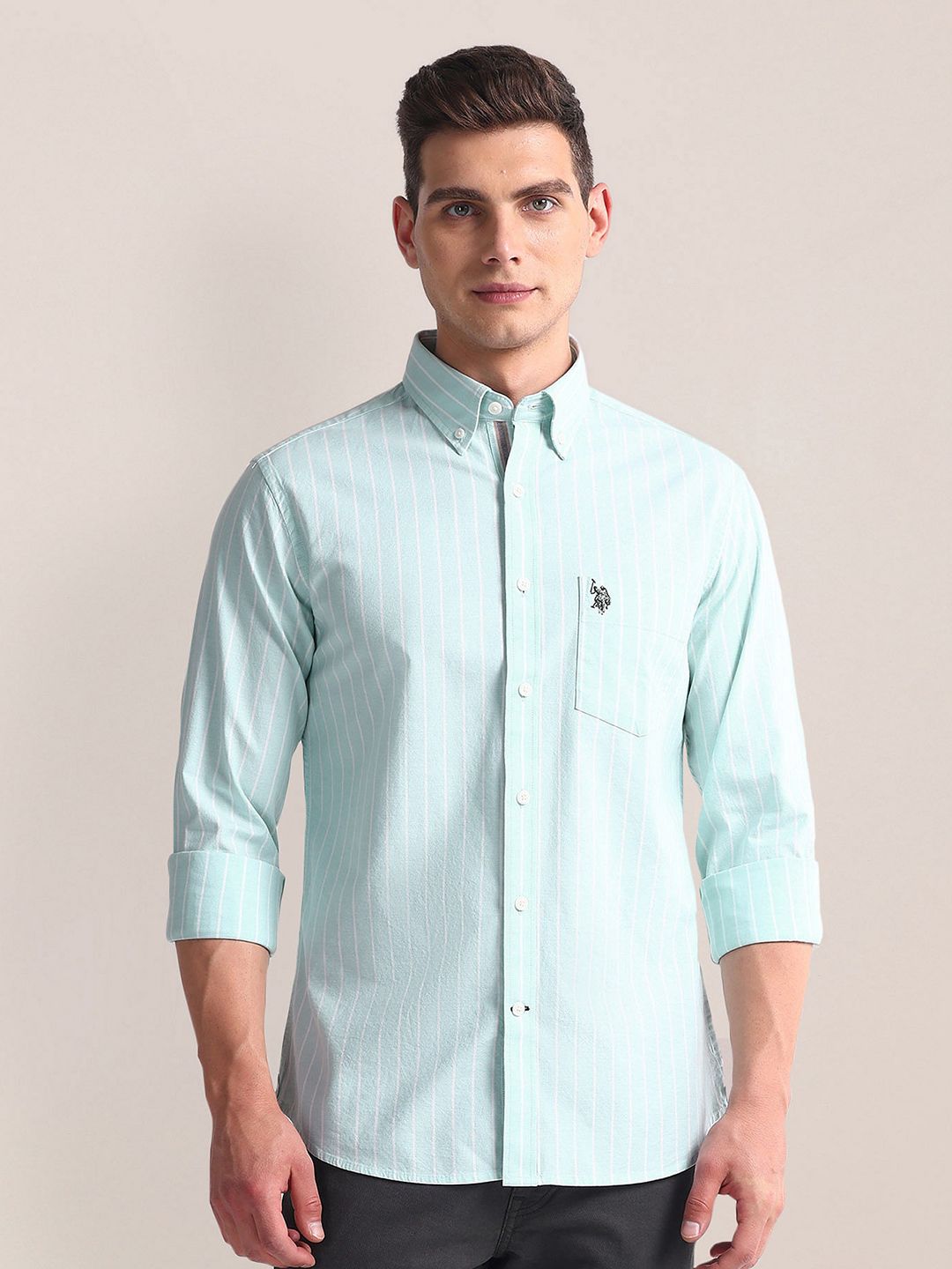 U.S. Polo Assn. Vertical Striped Button-Down Collar Tailored Fit Shirt-picture-36