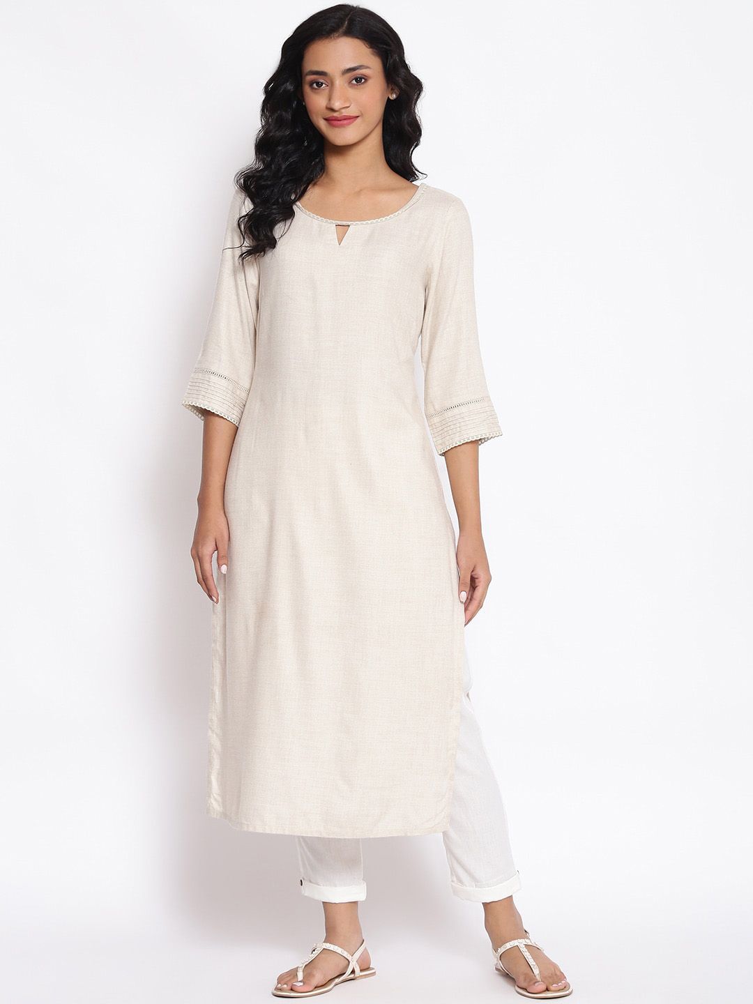 Women's Black Round Neck Straight Kurta