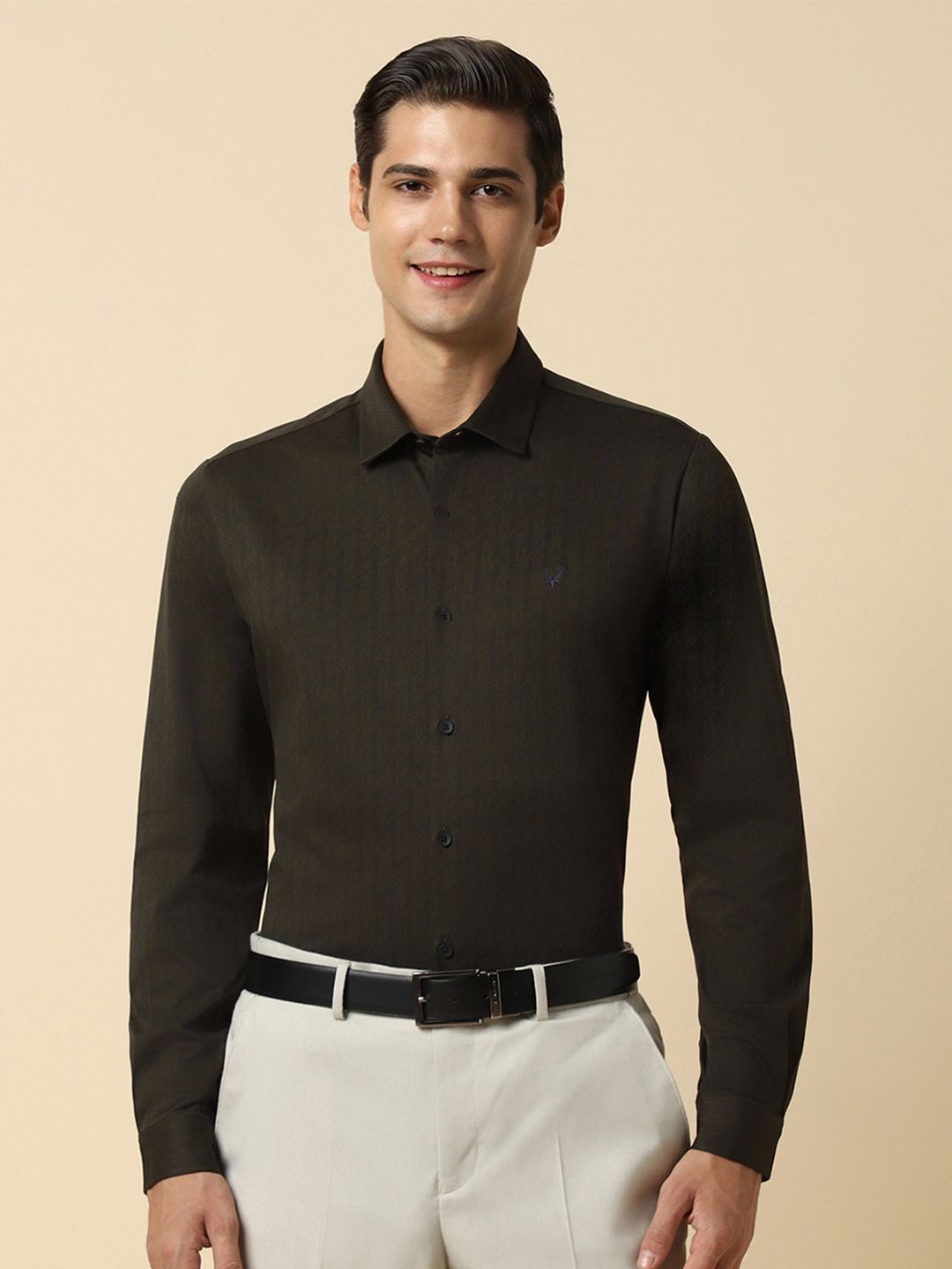 Allen Solly Men Slim Fit Geometric Printed Pure Cotton Formal Shirt-image-0