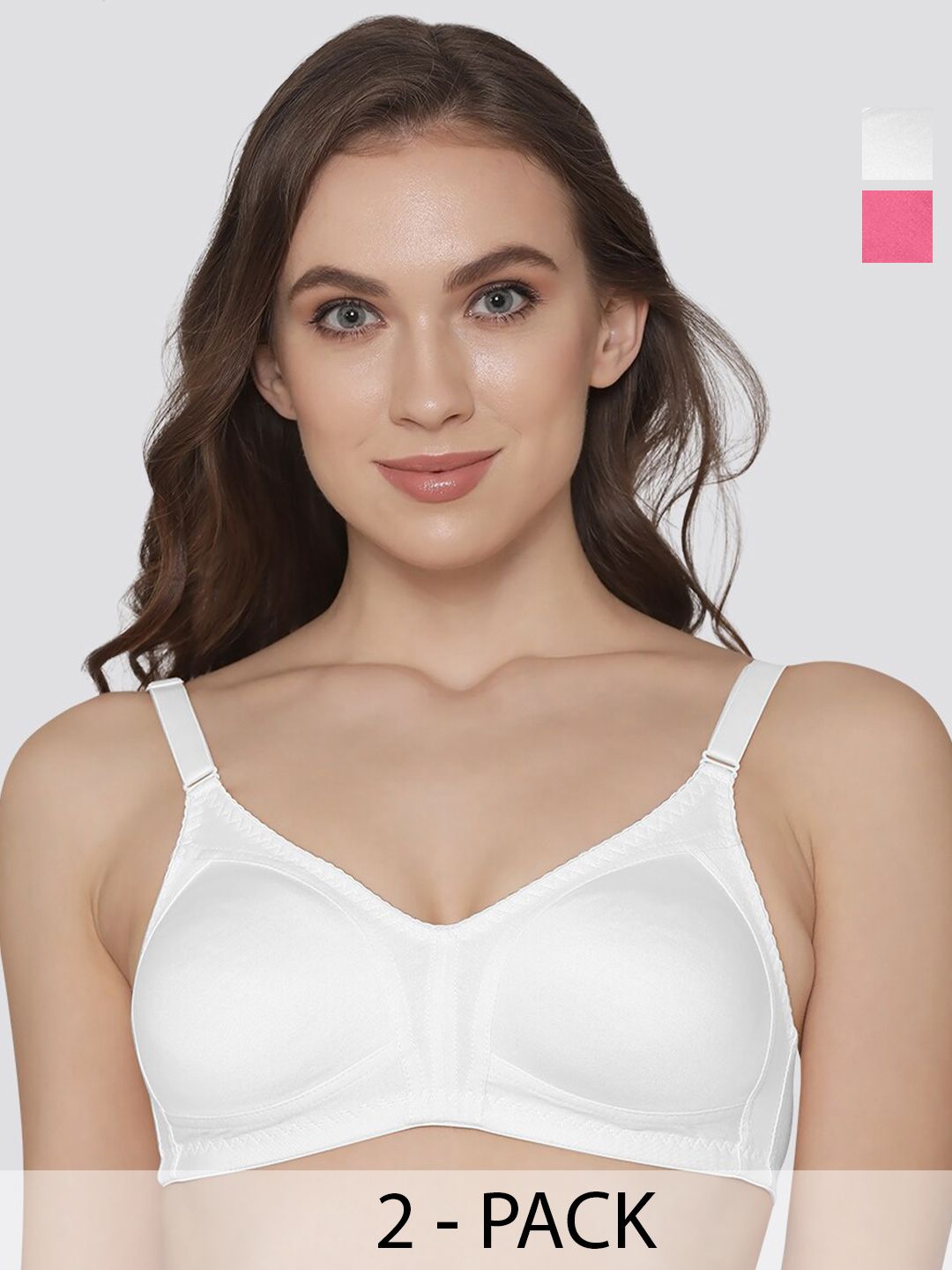 K LINGERIE Pack of 2 Kwid Wirefree Full Coverage Support Plus Size T-Shirt Bra-image-28