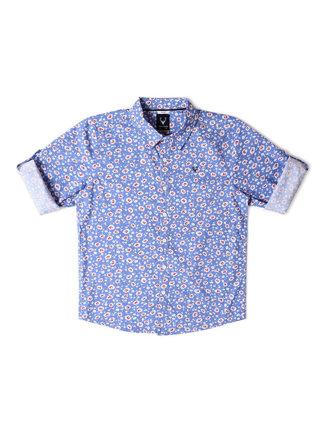 Allen Solly Junior Boys Floral Printed Roll-Up Sleeves Slim Fit Cotton Casual Shirt-image-14