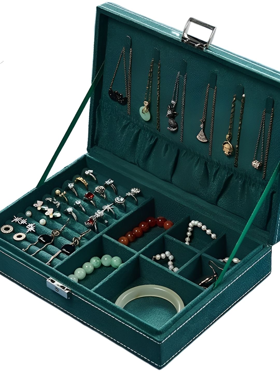 KriShyam Green Multi-Functional Jewellery Box-image-5