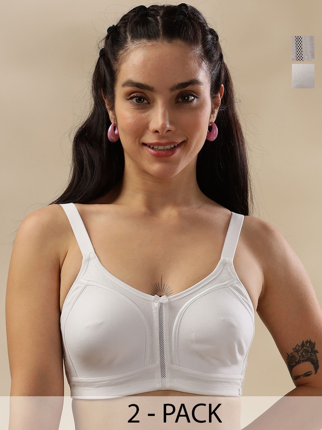 Dollar Missy Plus Size Pack Of 2 Firm Support Cotton Everyday Bra- All Day Comfort