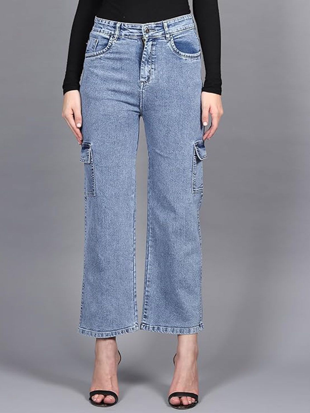 BAESD Girls Comfort Straight Fit High-Rise Clean Look Cotton Cargo Jeans-picture-16