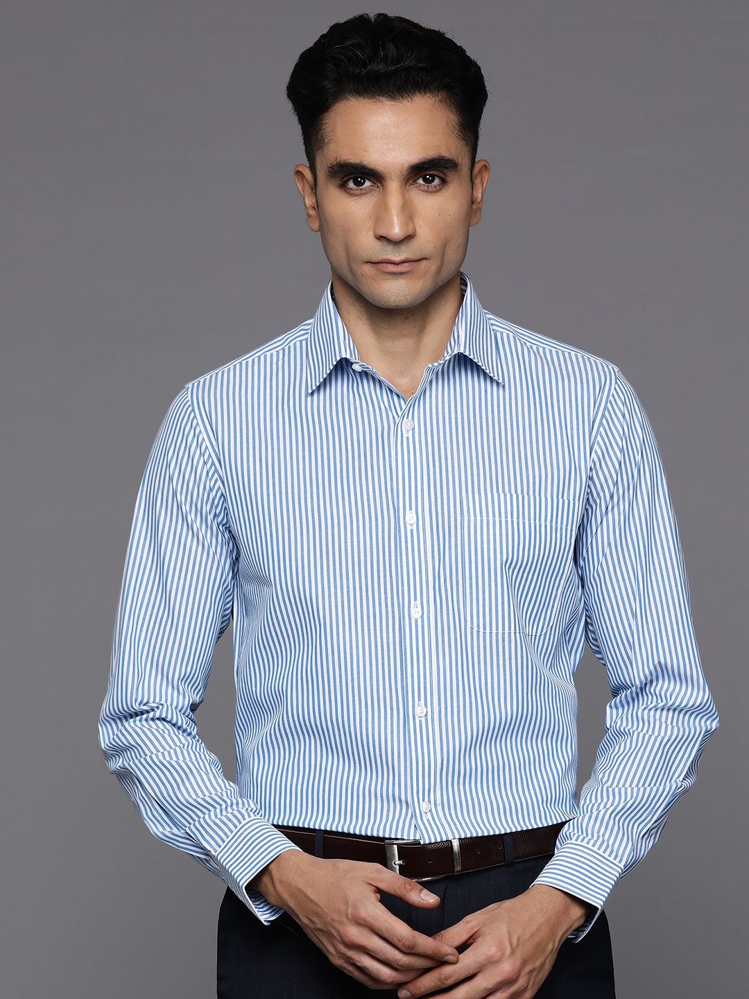 Raymond Slim Fit Striped Pure Cotton Formal Shirt-picture-25