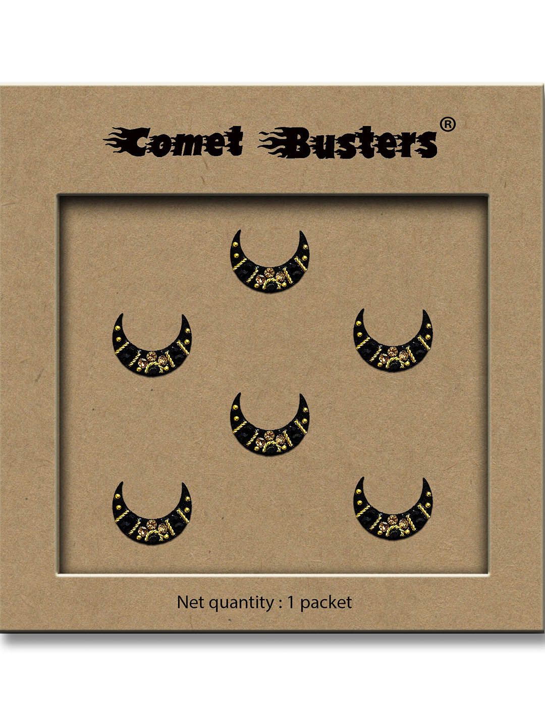Comet Busters 6-Pcs Handmade Traditional Designer Bindi - Black-picture-36