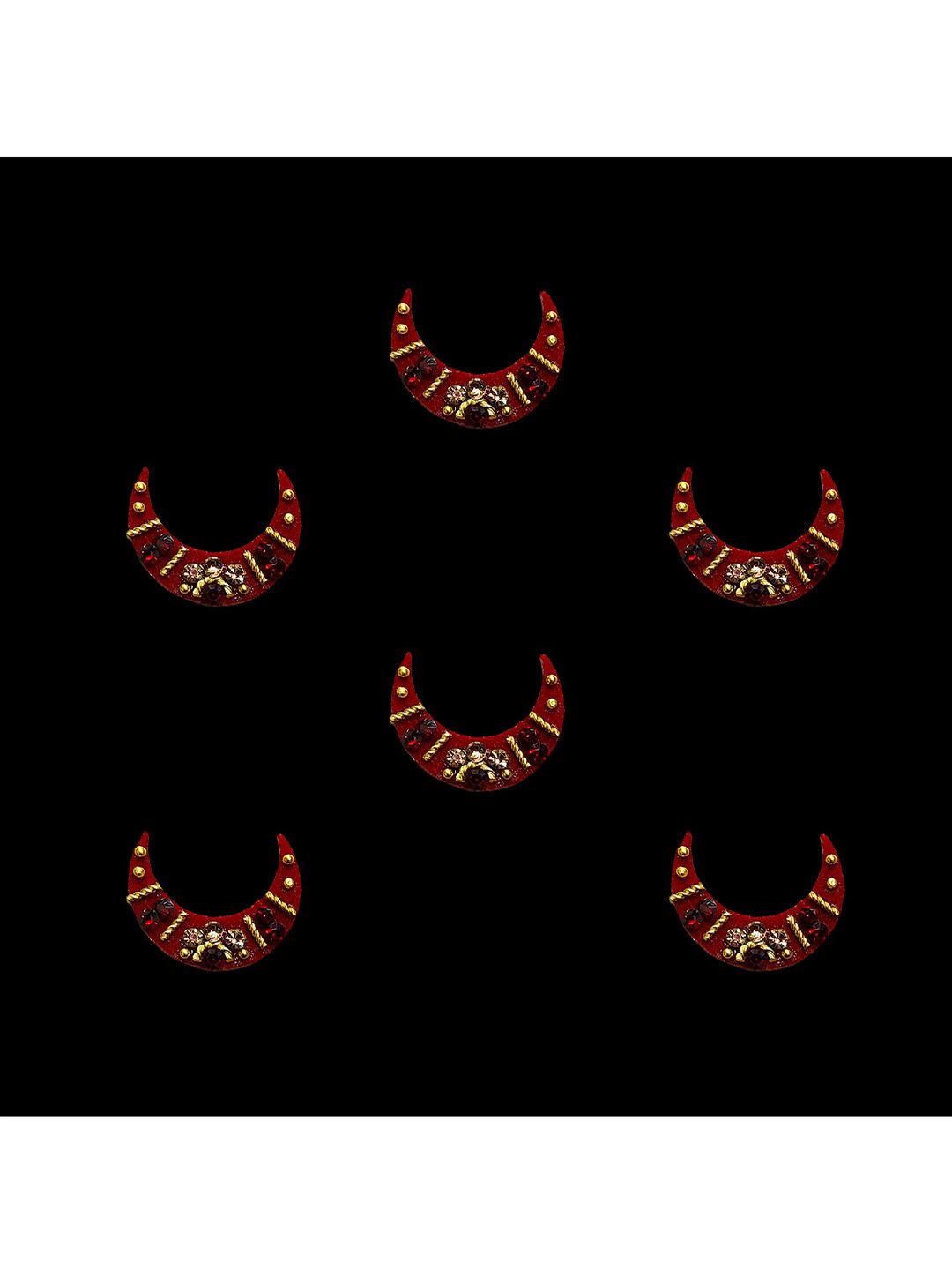 Comet Busters 6-Pcs Handmade Traditional Designer Bindi - Maroon-picture-10