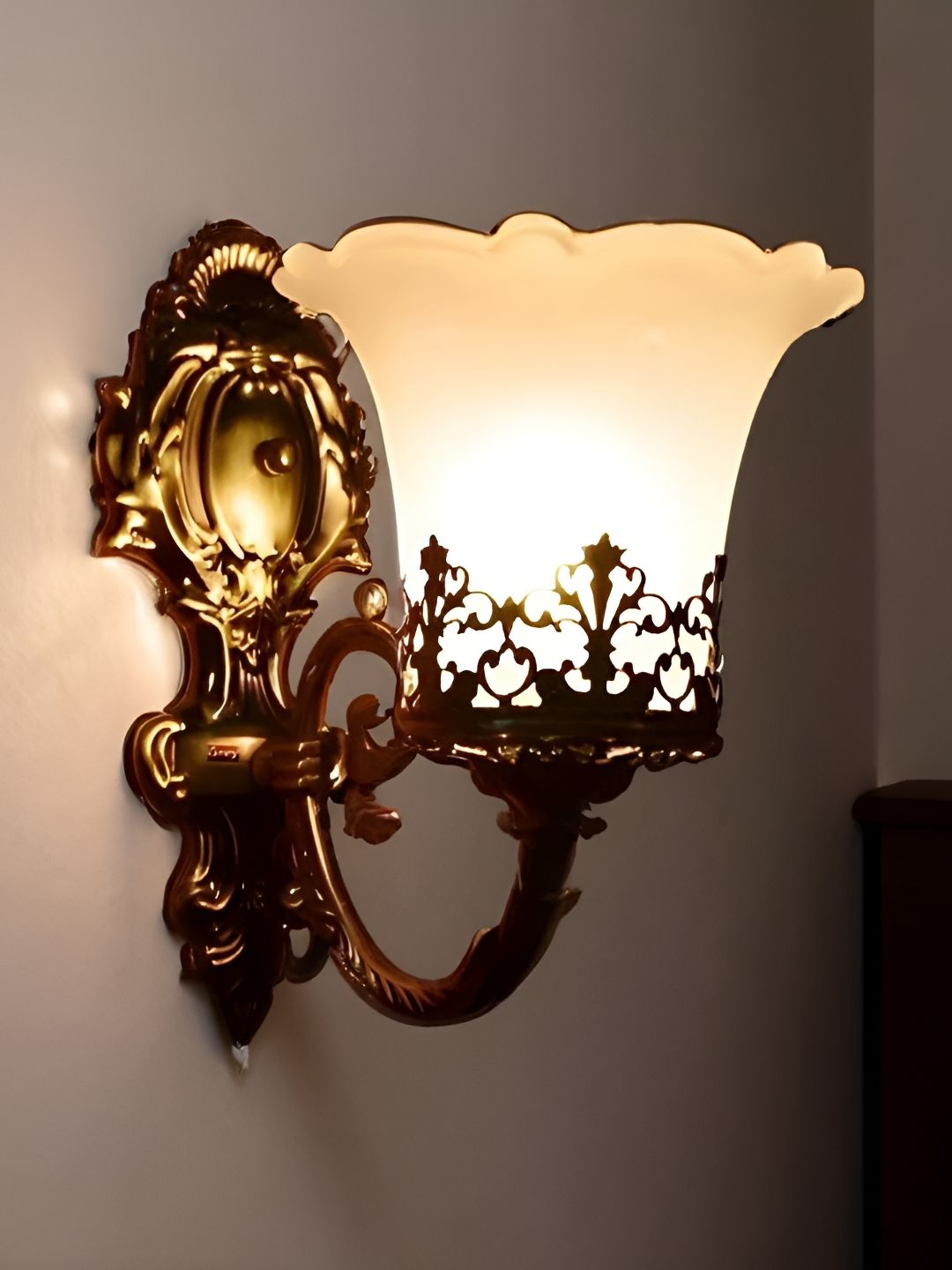Whiteray Copper-Toned & White 3 Pieces Textured Metal Contemporary Wall Lamp-image-10