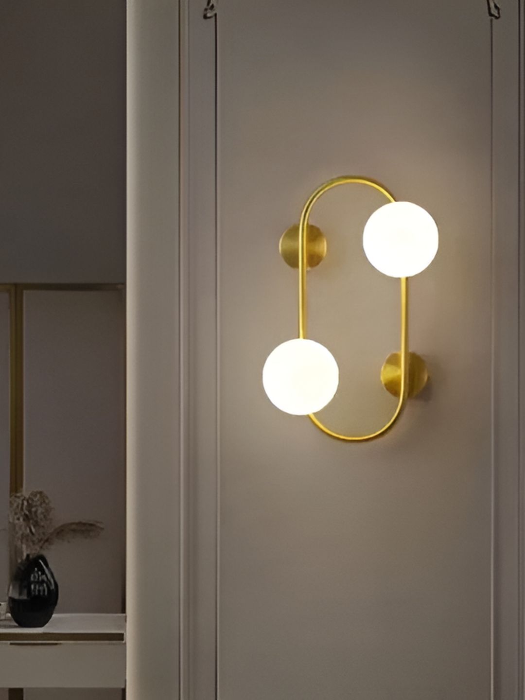 Whiteray Gold-Toned & White Spherical Shaped Contemporary Wall Lamp-picture-27