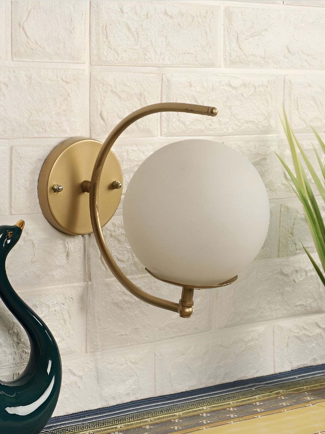 Whiteray Gold-Toned & White Metal Contemporary Spherical Shaped Wall Lamp-picture-23