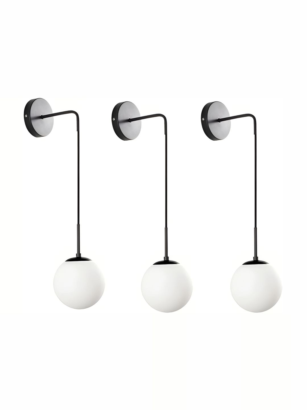 Whiteray Black & White 3 Pieces Metal Contemporary Spherical Shaped Wall Lamps-picture-29