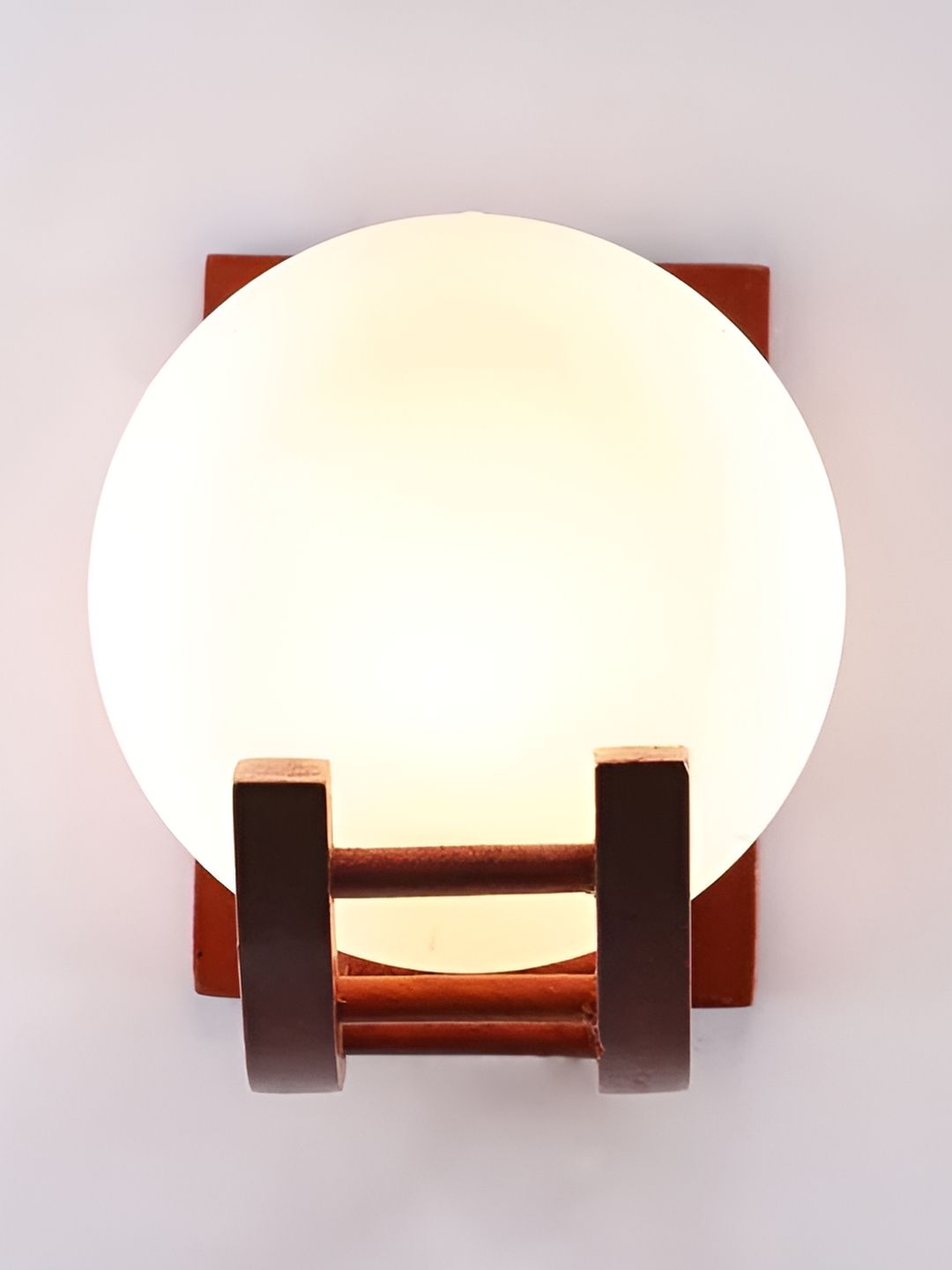 Whiteray Brown & White Wood Contemporary Spherical Shaped Wall Lamp-picture-27