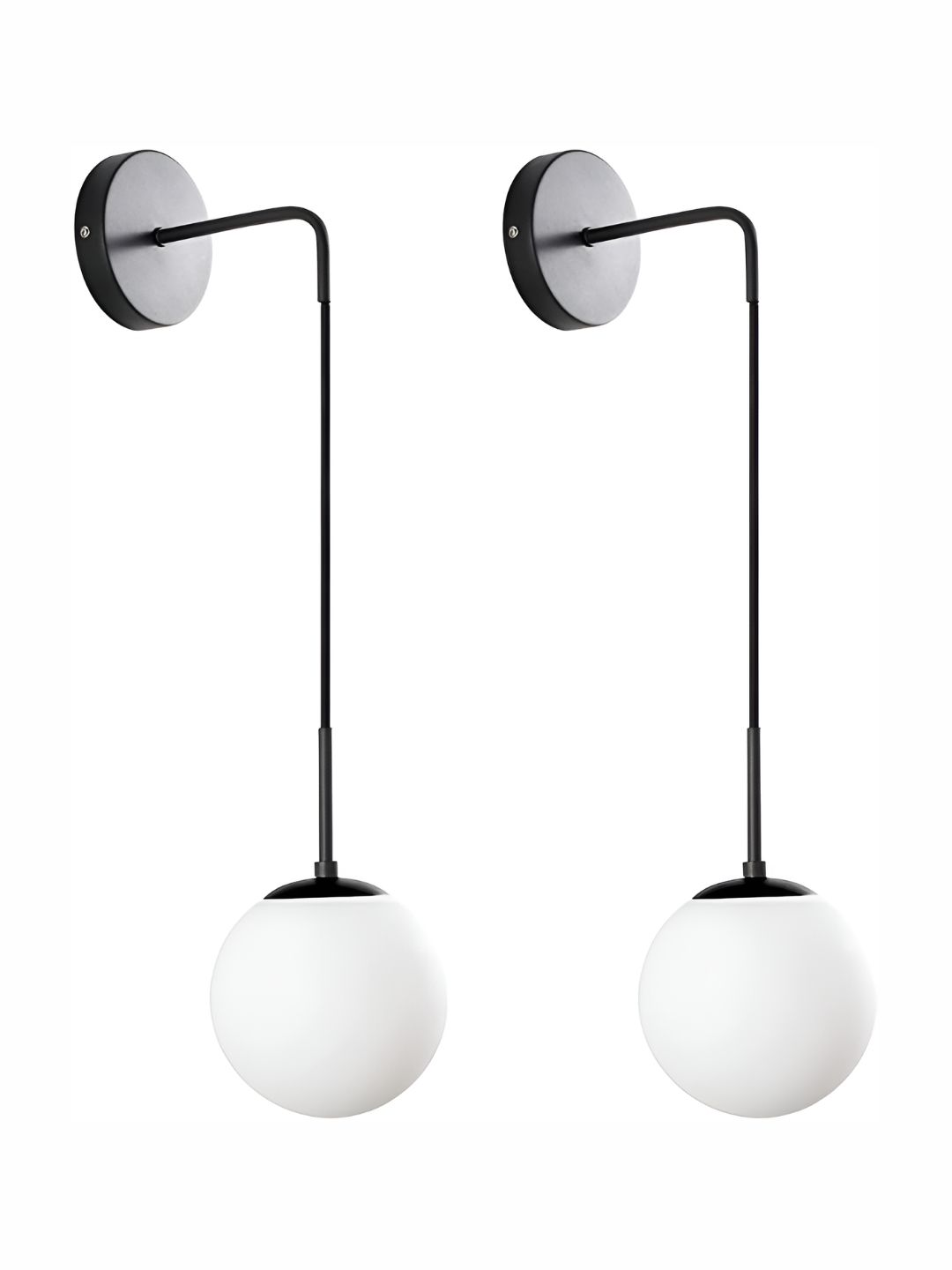 Whiteray Black & White 2 Pieces Metal Contemporary Spherical Shaped Wall Lamps-picture-37
