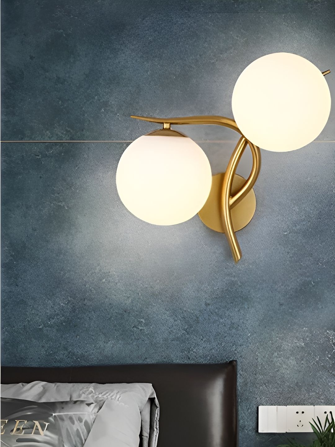 Whiteray Gold-Toned & White Aluminium Contemporary Spherical Shaped Wall Lamp-picture-38