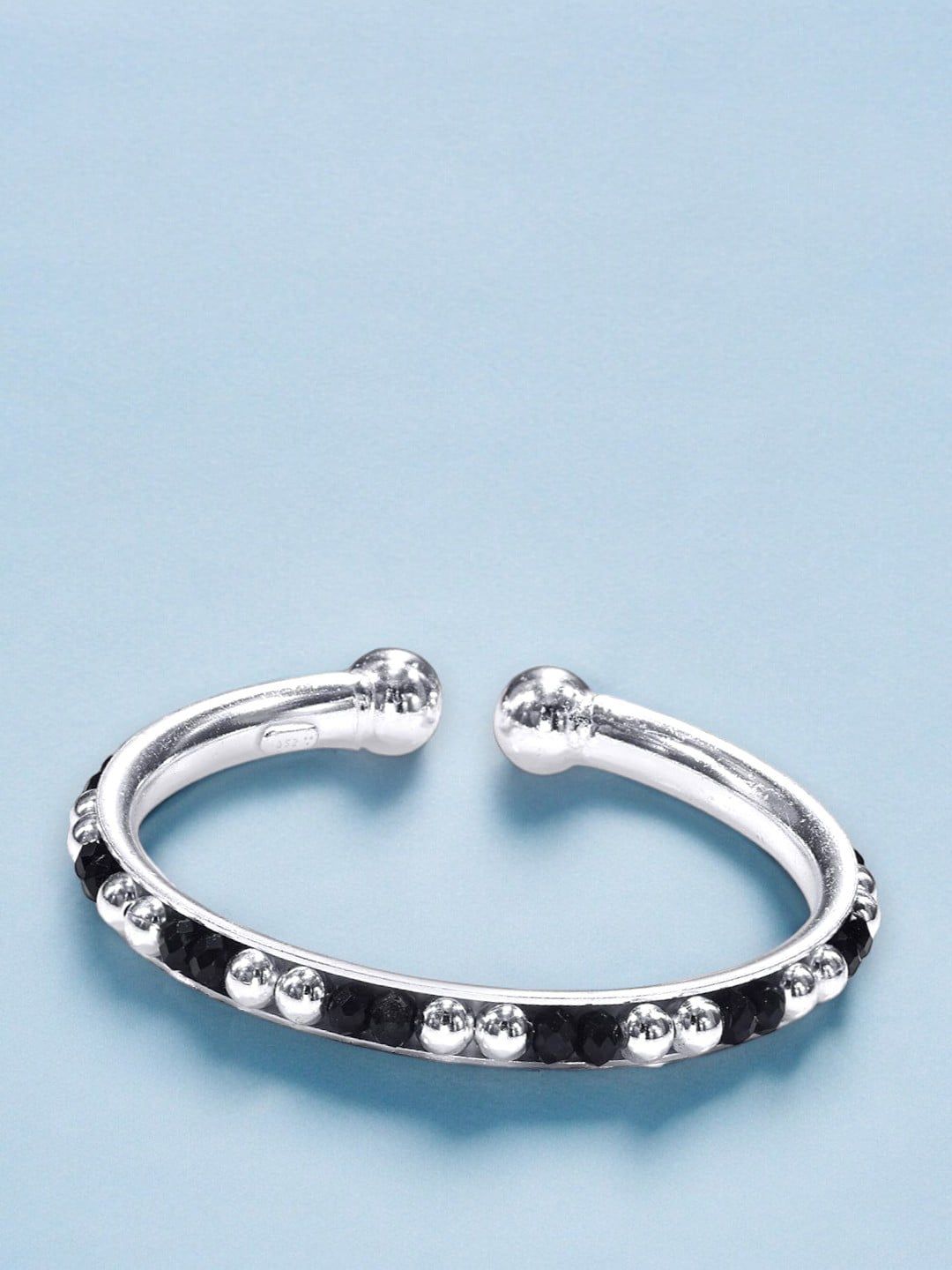 Taraash Infants Set Of 2 Beaded 925 Sterling Silver Bangles-picture-12