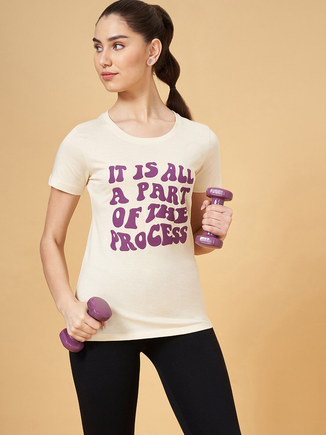 Ajile by Pantaloons Typography Printed Round Neck Raw Edge T-shirt-picture-35