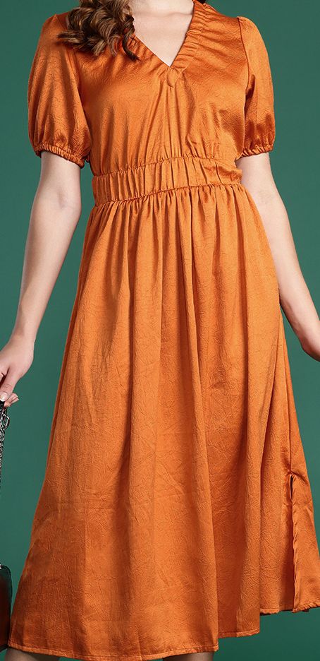 Waist-Cinched Ankle-Length Printed Midi Dress