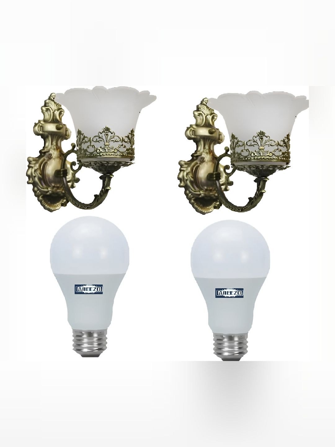 Whiteray Copper-Toned & White 2 Pcs Textured Metal Contemporary Abstract Shaped Wall Lamps-picture-24