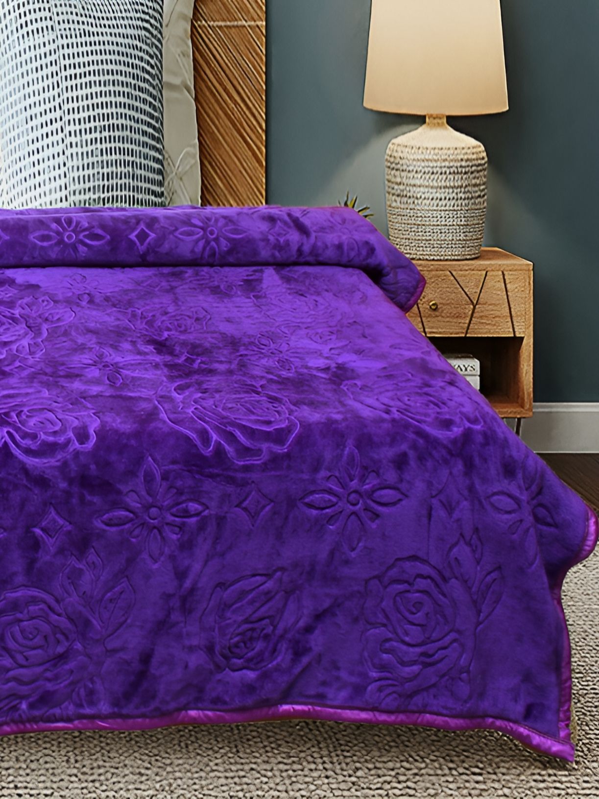 RF RELAXFEEL Lavender Floral Heavy Winter 500 GSM Bed Blanket-image-0