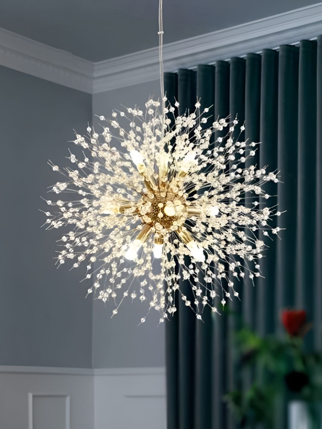 Mac Lawrence Gold-Toned & Yellow Spherical Shaped Contemporary Ceiling Lamp-image-49