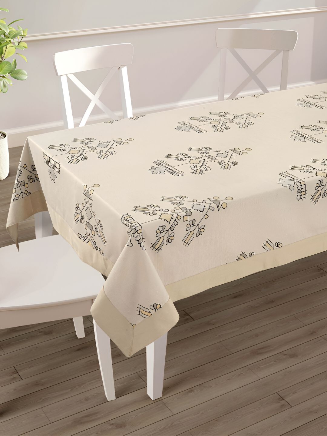 SWAYAM Beige Ethnic Motifs Cotton 6-Seater Table Cover-picture-48