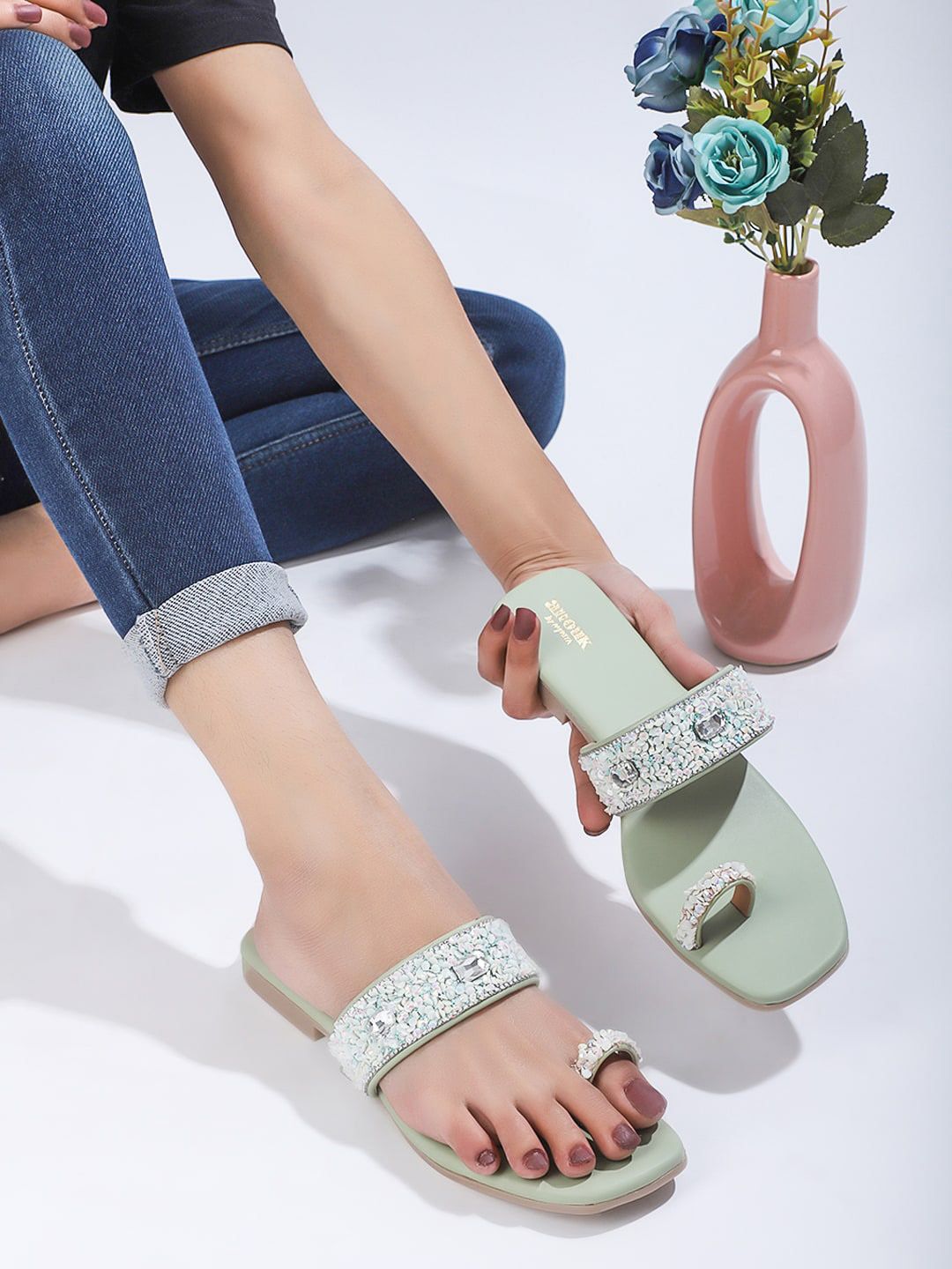 Anouk Embellished One Toe Flats-picture-34