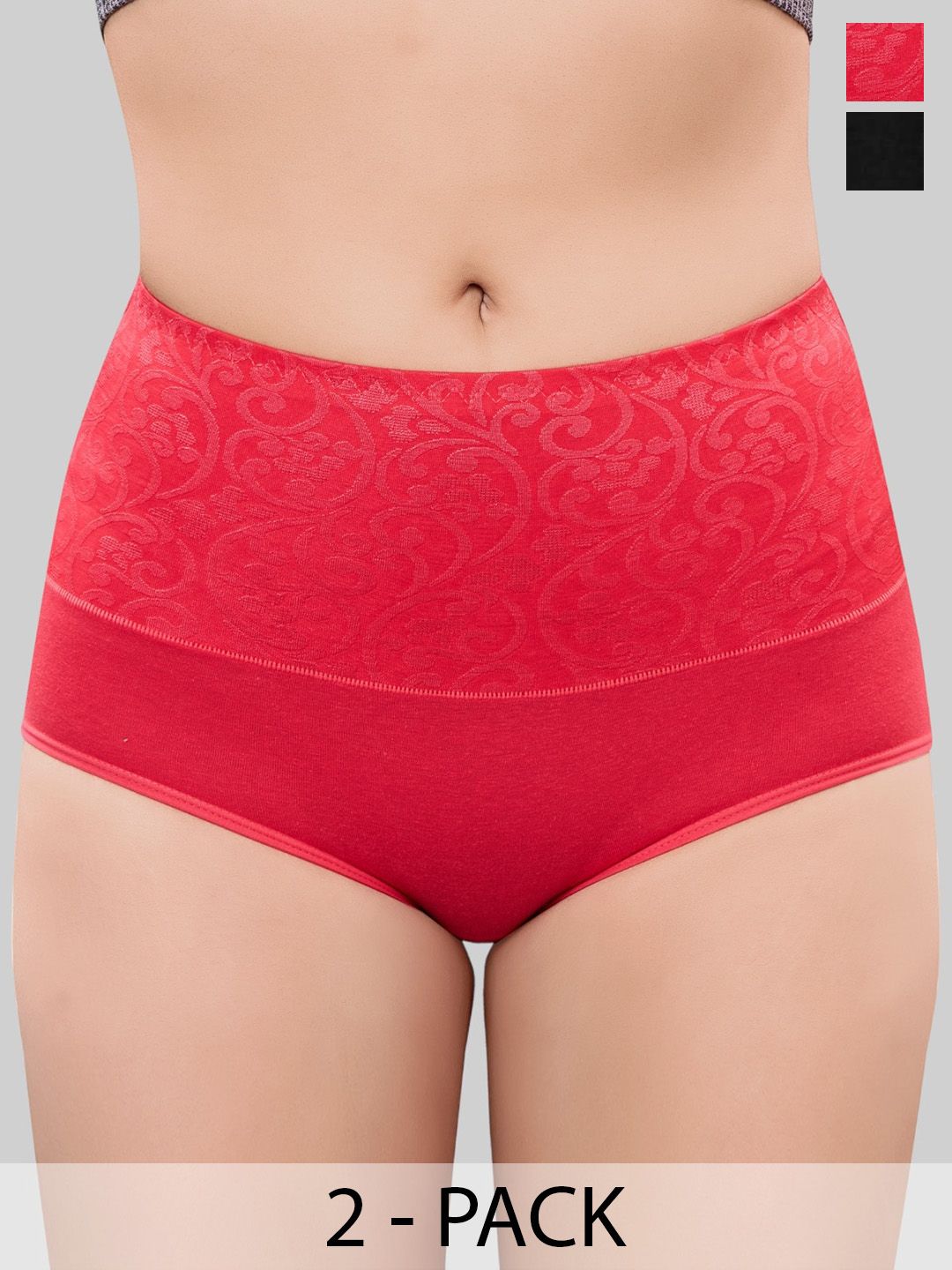 PLUMBURY Pack of 2 High Waist Anti-Odour Full Coverage Tummy Control Briefs-picture-20