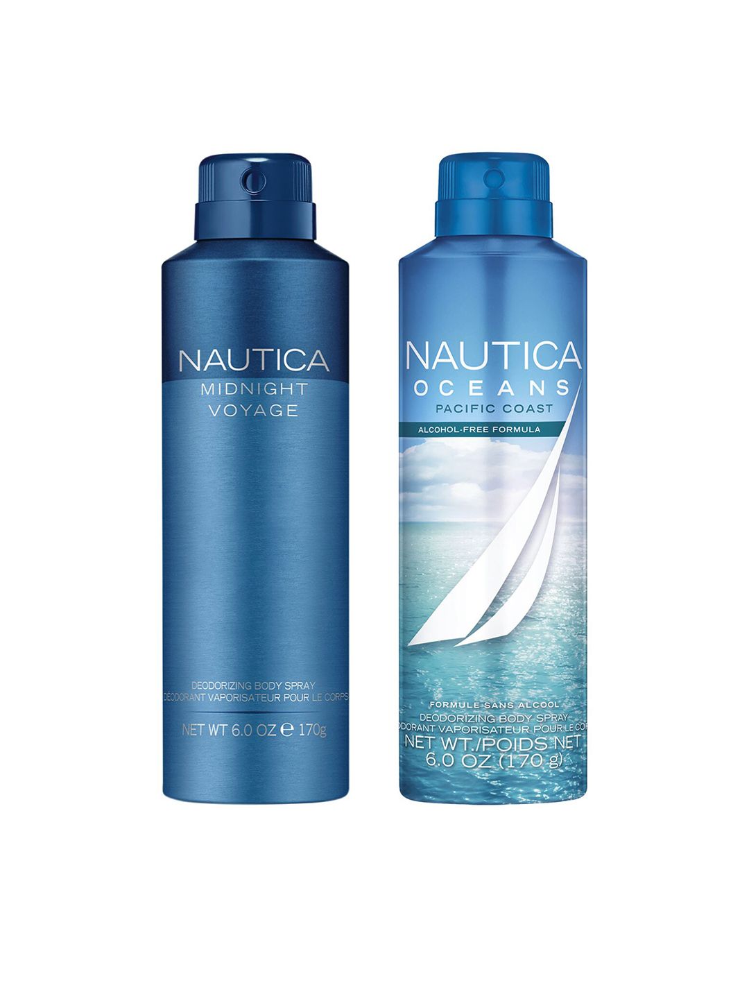 Nautica Set Of 2 Midnight Voyage & Oceans Pacific Coast Deodorant Body Spray - 170g Each-image-2