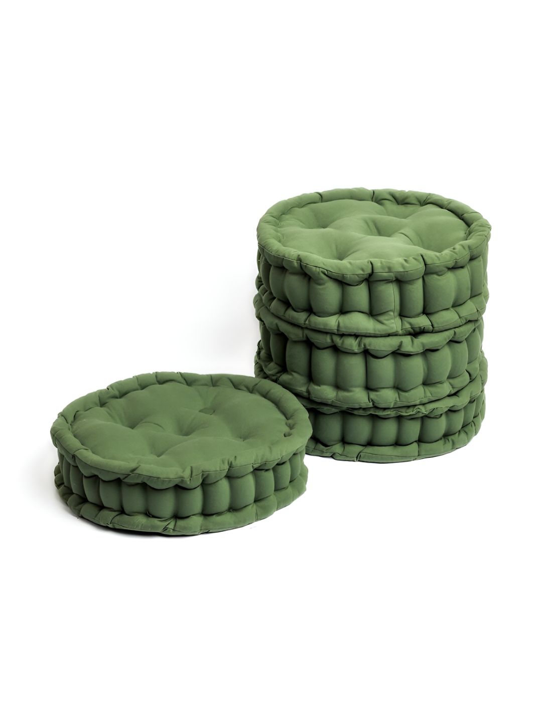 SKANDA FAB Green 4 Pcs Pure Cotton Round Floor Cushions-picture-10