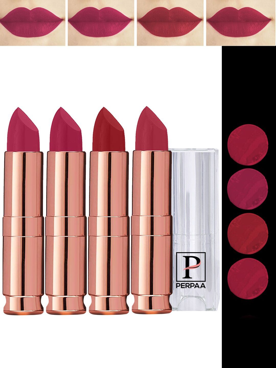 PERPAA 4Pc Antique Velvet Matte Lipstick with Jojoba Oil & Shea Butter- Shades 84-86-87-92-picture-58