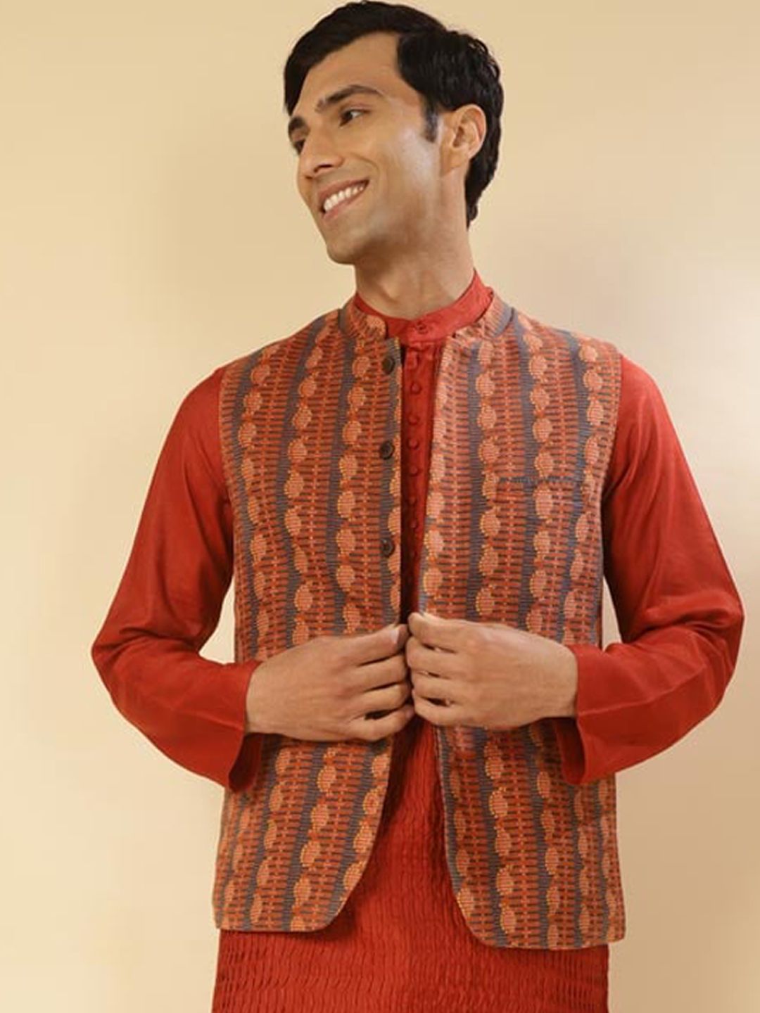 Fabindia FabBasic Printed Cotton Slim-Fit Nehru Jacket-image-2