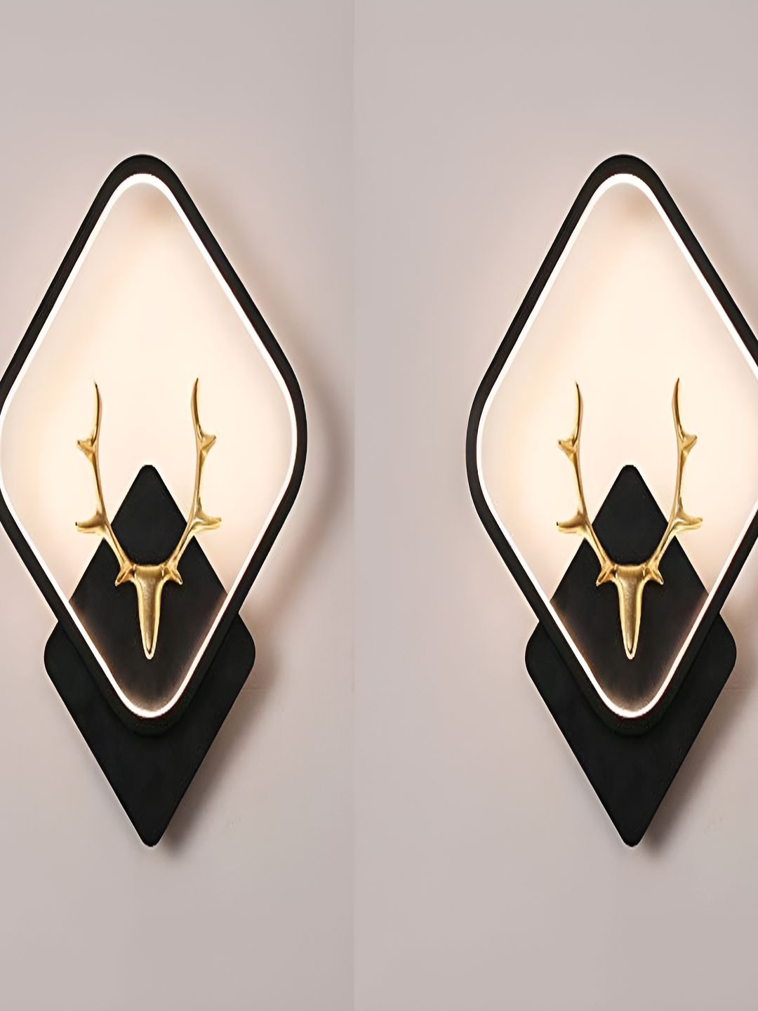 DENICRAAS Black & Gold-Toned 2 Pcs Printed Aluminium Traditional Square Shaped Wall Lamps-picture-17