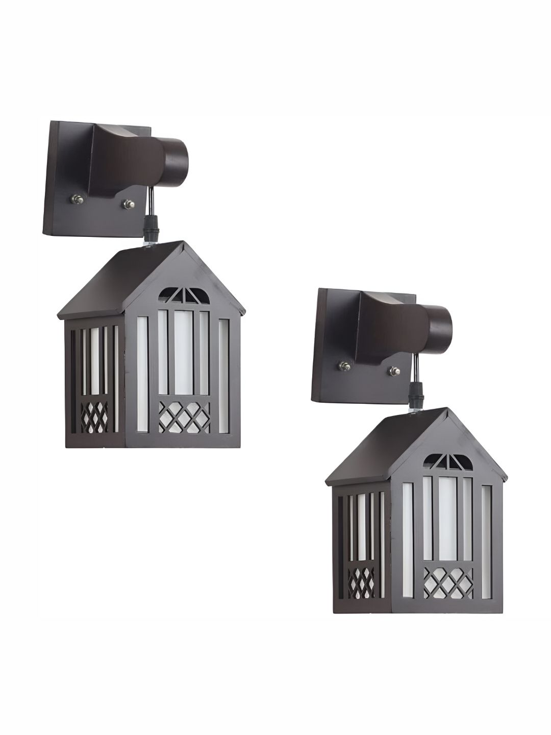 DENICRAAS Brown & White 2 Pieces Wood Contemporary Square Shaped Wall Lamp-picture-29