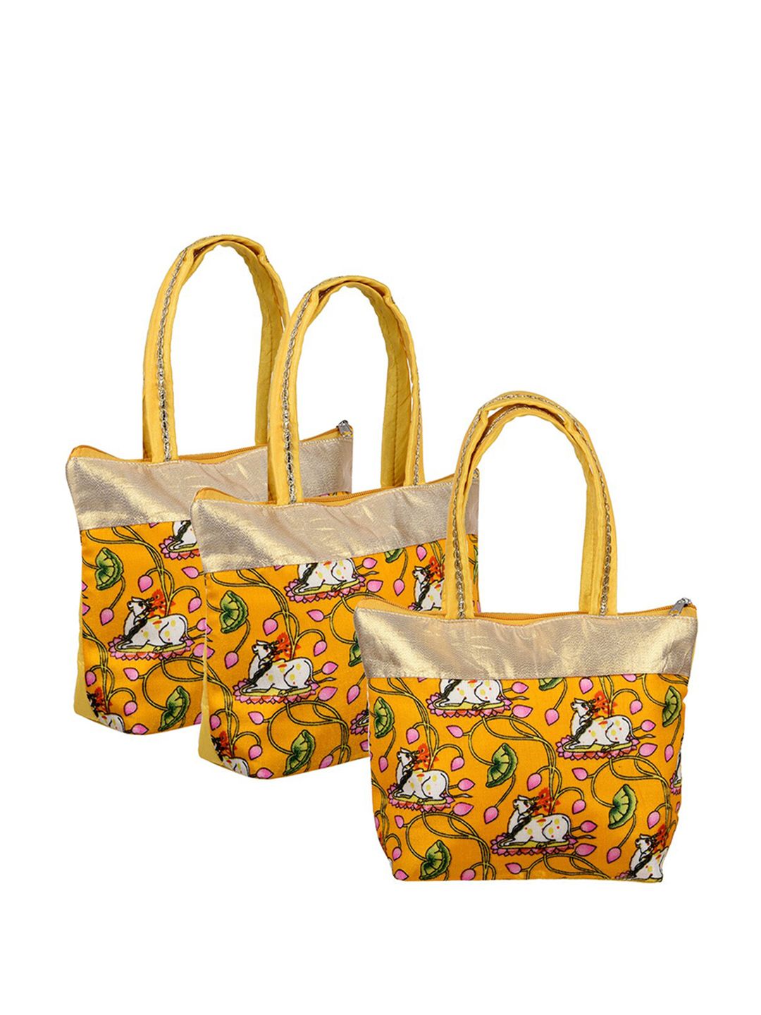 Kuber Industries Set Of 3 Graphic Printed Structured Handheld Bag-image-2