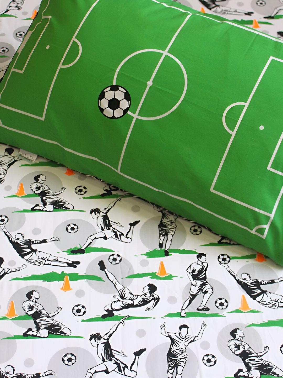 Silverlinen Green & Black Abstract Cotton 250 TC Single Bedsheet with 1 Pillow Cover-picture-22