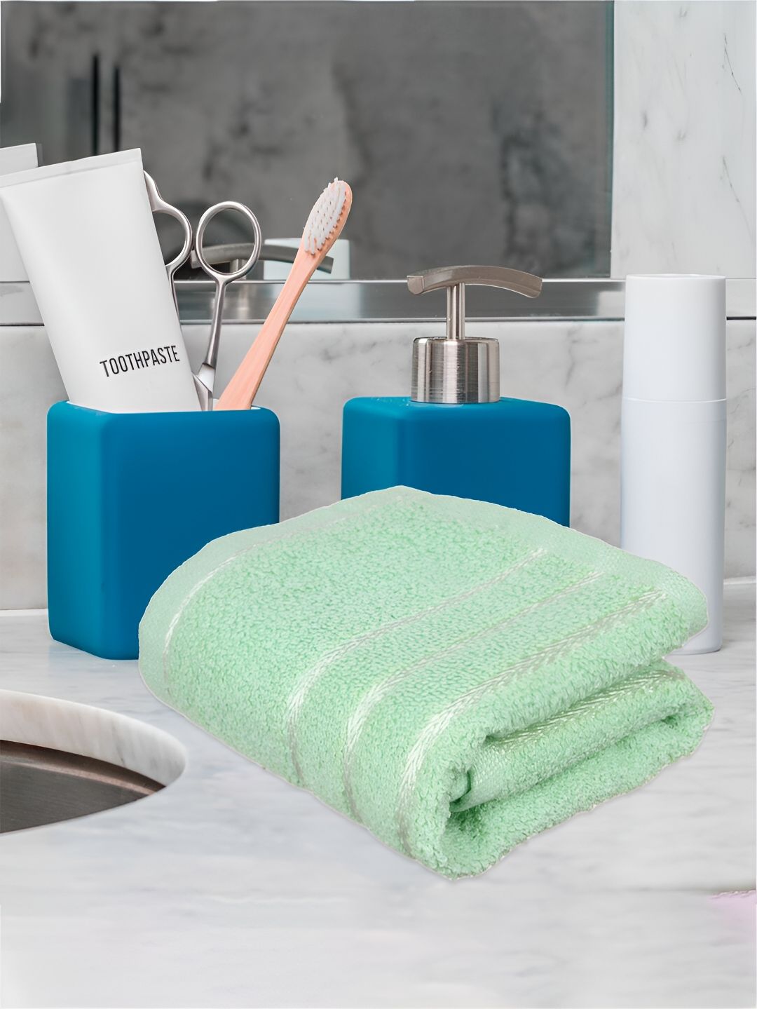 Kuber Industries 4 Pieces Pink & Blue Pure Cotton 380 Lining Face Towels-image-28